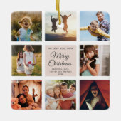 メリークリスマスマムシック赤面ピンクフォトコラージュ セラミックオーナメント (正面)