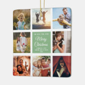 メリークリスマスマムダスティグリーンシックフォトコラージュ セラミックオーナメント (左)