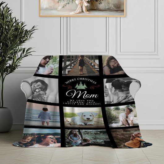 メリークリスマスマモダンムファミリー写真集 フリースブランケット