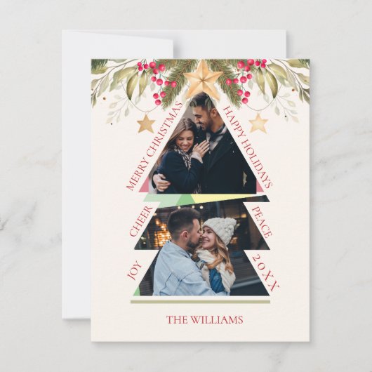 メリークリスマスマルチフォトツリーホリデーカード (正面)