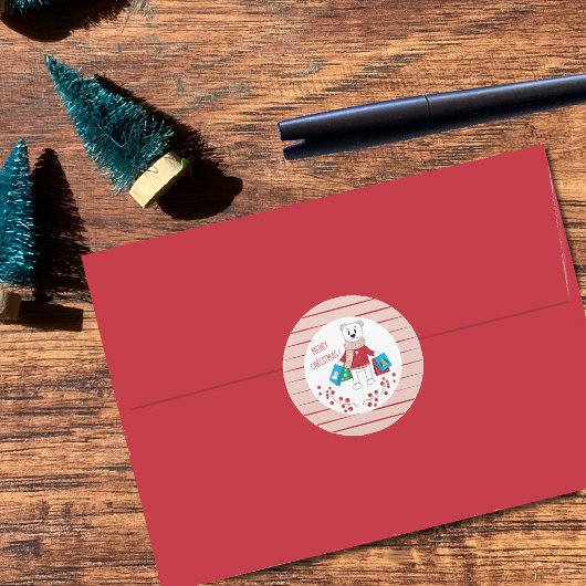 メリークリスマスマンガのホッキョクグマのシール ラウンドシール