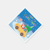 メリークリスマスマンガサンタ・トナカイ車 スタンダードカクテルナプキン (角)