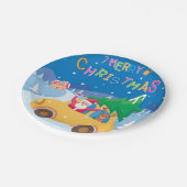 メリークリスマスマンガサンタ・トナカイ車 ペーパープレート (アングル)