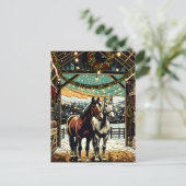 メリークリスマスマンガパーソナライズされたー馬 ポストカード (スタンド正面)