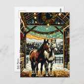 メリークリスマスマンガパーソナライズされたー馬 ポストカード (正面/裏面)