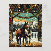 メリークリスマスマンガパーソナライズされたー馬 ポストカード (正面)