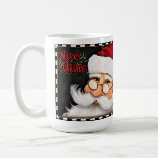 メリークリスマスマージングサンタ顔インスピリシティムグ コーヒーマグカップ (左)