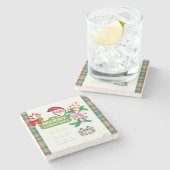 メリークリスマスマーブルストーンコースター雪だるま ストーンコースター (横)