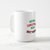 メリークリスマスマ最高のムが白いマグカップを願う コーヒーマグカップ (正面左)