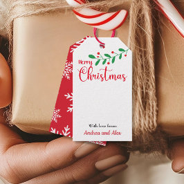メリークリスマスミスタントウの枝と雪の結晶 ギフトタグ
