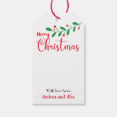 メリークリスマスミスタントウの枝と雪の結晶 ギフトタグ (正面)