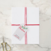 メリークリスマスミスタントウの枝と雪の結晶 ギフトタグ (より糸付き)