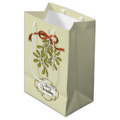 メリークリスマスミスタントウ書道グリーン ミディアムペーパーバッグ (正面アングル)