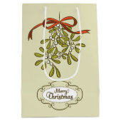 メリークリスマスミスタントウ書道グリーン ミディアムペーパーバッグ (裏面)