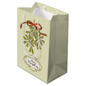 メリークリスマスミスタントウ書道グリーン ミディアムペーパーバッグ (裏面アングル)