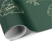 メリークリスマスミスタントウ書道グリーン ラッピングペーパー (ロールコーナー)