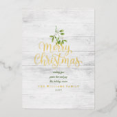 メリークリスマスミストレ素朴ートウ木製写真金ゴールド 箔シーズンカード (正面)