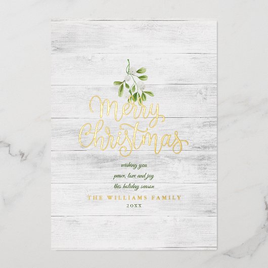 メリークリスマスミストレ素朴ートウ木製写真金ゴールド 箔シーズンカード (正面)