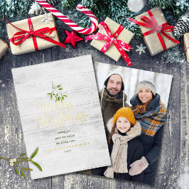 メリークリスマスミストレ素朴ートウ木製写真金ゴールド 箔シーズンカード