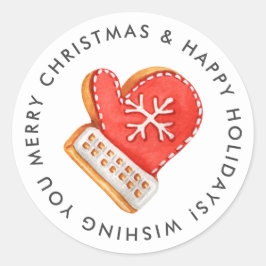 メリークリスマスミッテンシュガークッキーカスタム ラウンドシール