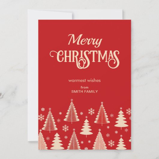 メリークリスマスミッドセンチュリーの赤いベージュの木 シーズンカード (正面)