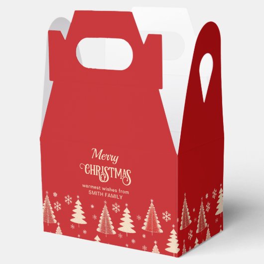 メリークリスマスミッドセンチュリーの赤いベージュの木 フェイバーボックス (オープン)