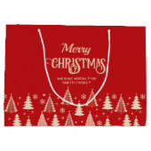 メリークリスマスミッドセンチュリーの赤いベージュの木 ラージペーパーバッグ (裏面)
