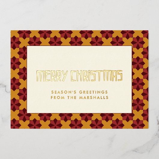 メリークリスマスミッドセンチュリーパターン 箔シーズンカード (正面)