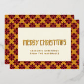 メリークリスマスミッドセンチュリーパターン 箔シーズンカード (正面/裏面)