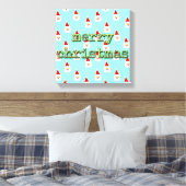 メリークリスマスミッドセンチュリーモダンサンタクロース キャンバスプリント (インサイチュ (寝室))