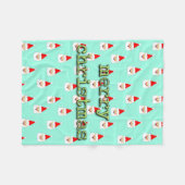 メリークリスマスミッドセンチュリーモダンサンタクロース フリースブランケット (正面(横))