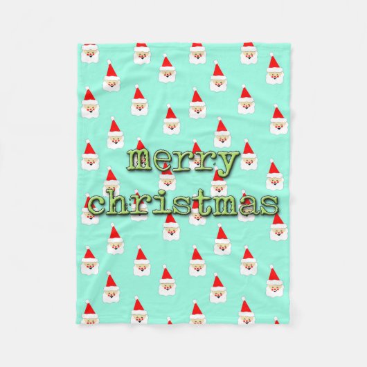 メリークリスマスミッドセンチュリーモダンサンタクロース フリースブランケット (正面)