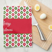 メリークリスマスミッドセンチュリーモダンスターオーナメント キッチンタオル (四つ折り)