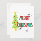 メリークリスマスミッドセンチュリーモダンズレッドブルー シーズンポストカード (正面/裏面)