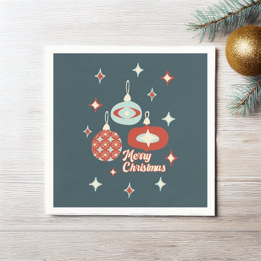 メリークリスマスミッドセンチュリーモダン スタンダードカクテルナプキン