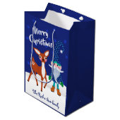 メリークリスマスミッドナイトブルー格言ディアー ミディアムペーパーバッグ (正面アングル)