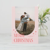 メリークリスマスミニマリストアーチピンク シーズンカード (スタンド正面)