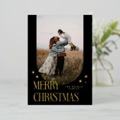 メリークリスマスミニマリストアーチブラック 箔シーズンカード (立ち正面)