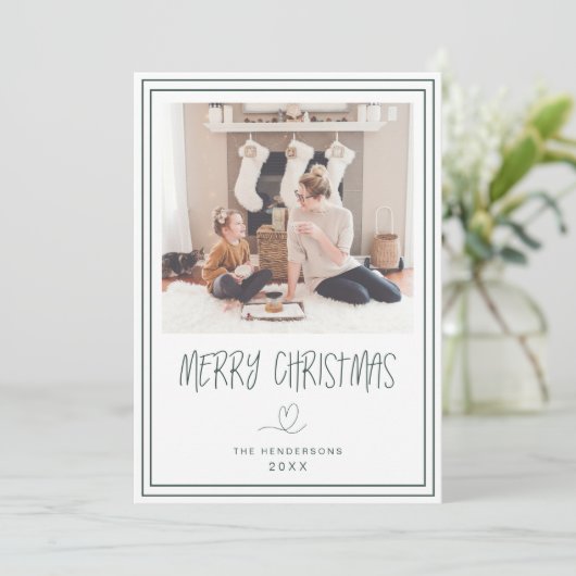 メリークリスマスミニマリストクリスマスカード金ゴールド 招待状 (スタンド正面)