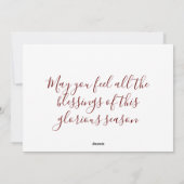 メリークリスマスミニマリストパインリース&レッドボウ シーズンカード (裏面)