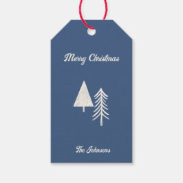 メリークリスマスミニマルの木の青 ギフトタグ