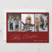 メリークリスマスミニマルの脚本3枚のフォトレッド シーズンカード (正面)