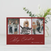 メリークリスマスミニマルの脚本3枚のフォトレッド シーズンカード (スタンド正面)