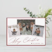 メリークリスマスミニマルの脚本3枚フォトコラージュ赤 シーズンカード (スタンド正面)