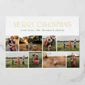 メリークリスマスミニマルゴールドフォイル8枚の写真 箔シーズンカード (正面)