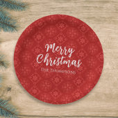 メリークリスマスミニマルシンプルリストのスノーフレークレッド ペーパープレート