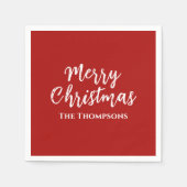 メリークリスマスミニマルシンプルリスト赤書道 スタンダードカクテルナプキン (正面)