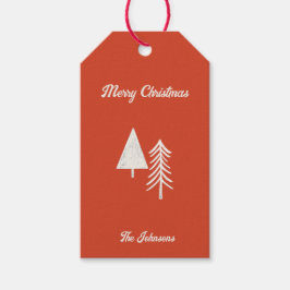 メリークリスマスミニマルツリー赤 ギフトタグ