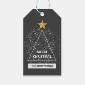 メリークリスマスミニマルモダンリストグリッタースター ギフトタグ (正面)