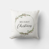メリークリスマスミニマルリースホワイト クッション (正面)